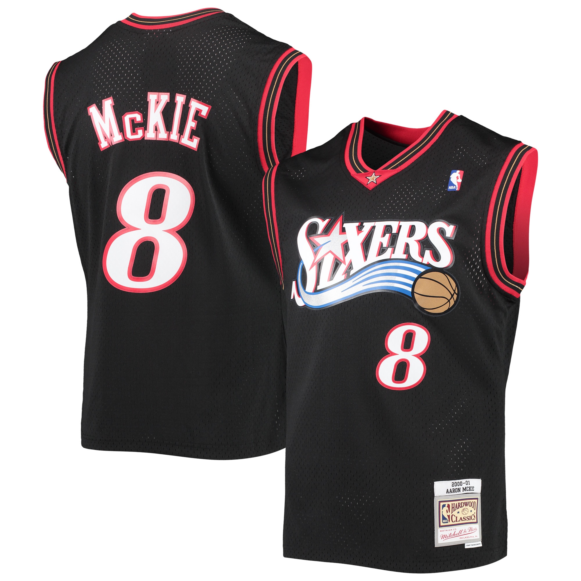 Aaron McKie Philadelphia 76ers Hardwood Classics Swingman Jersey - Black