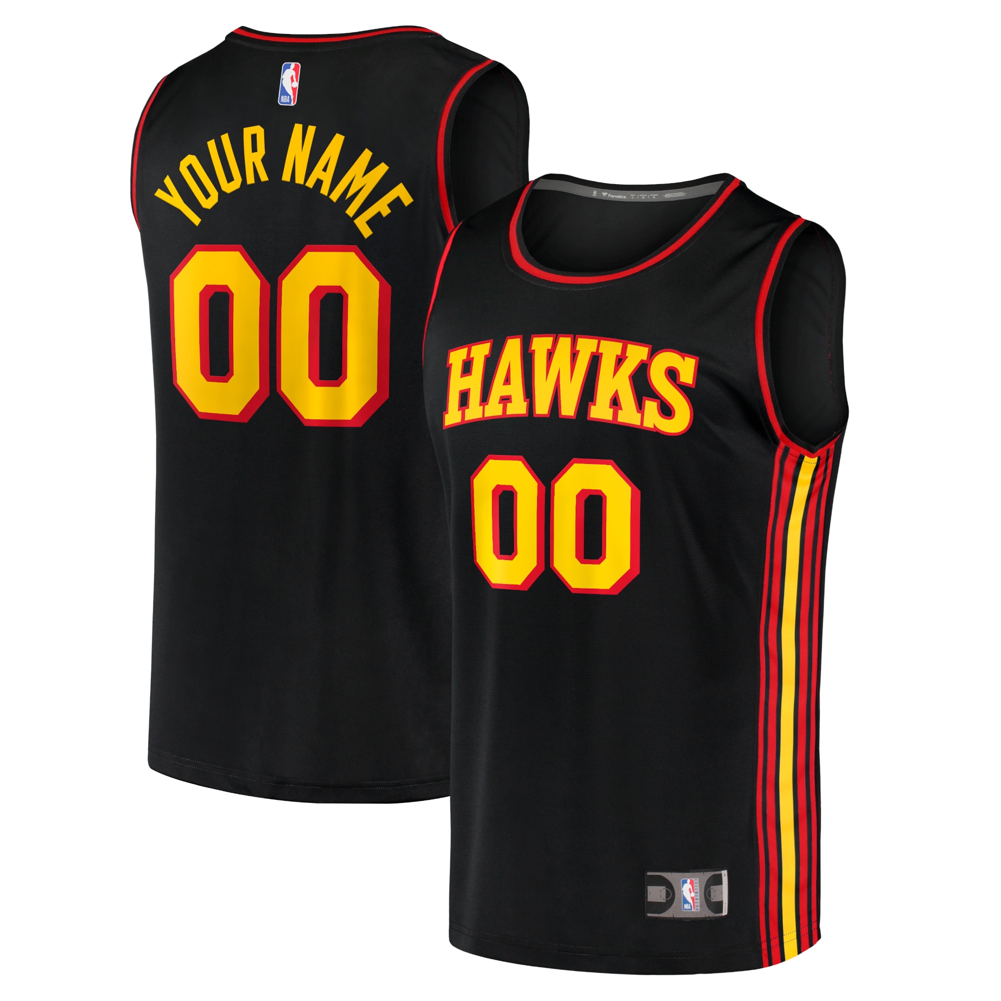 Atlanta Hawks Fanatics Fast Break Custom Jersey Black - Statement Edition