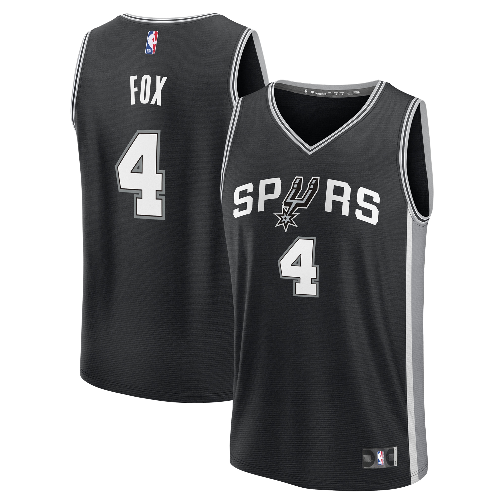 De'Aaron Fox San Antonio Spurs Fanatics Fast Break Player Jersey - Icon Edition - Black