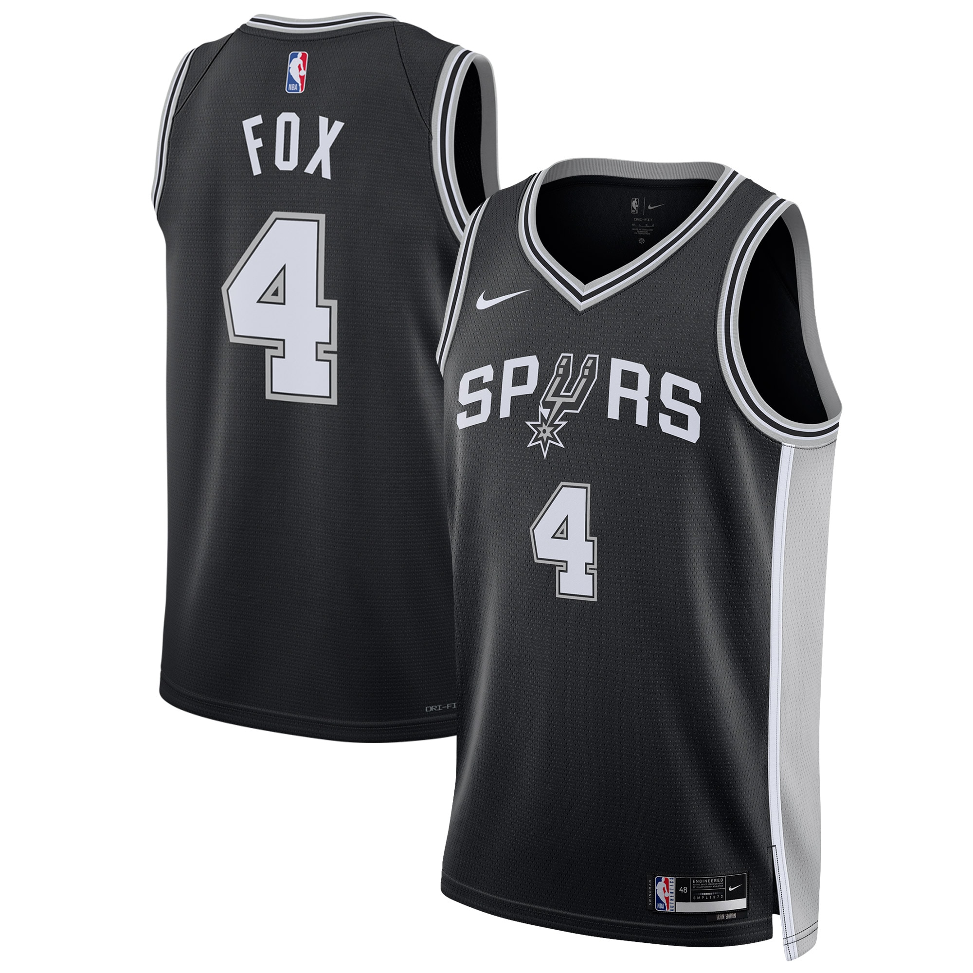 De'Aaron Fox San Antonio Spurs Unisex Swingman Player Jersey - Icon Edition - Black