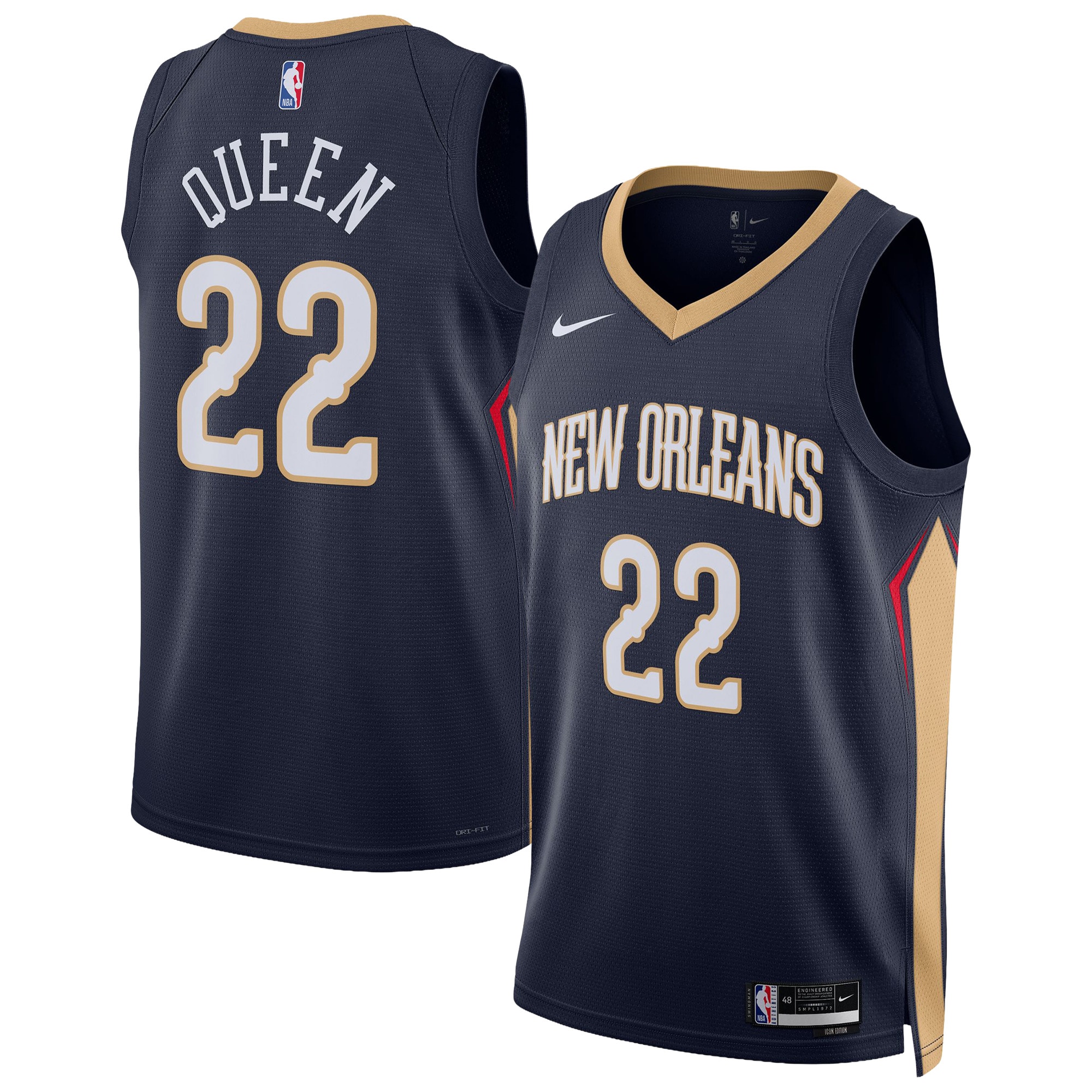 Derik Queen New Orleans Pelicans Unisex Swingman Jersey - Icon Edition - Navy