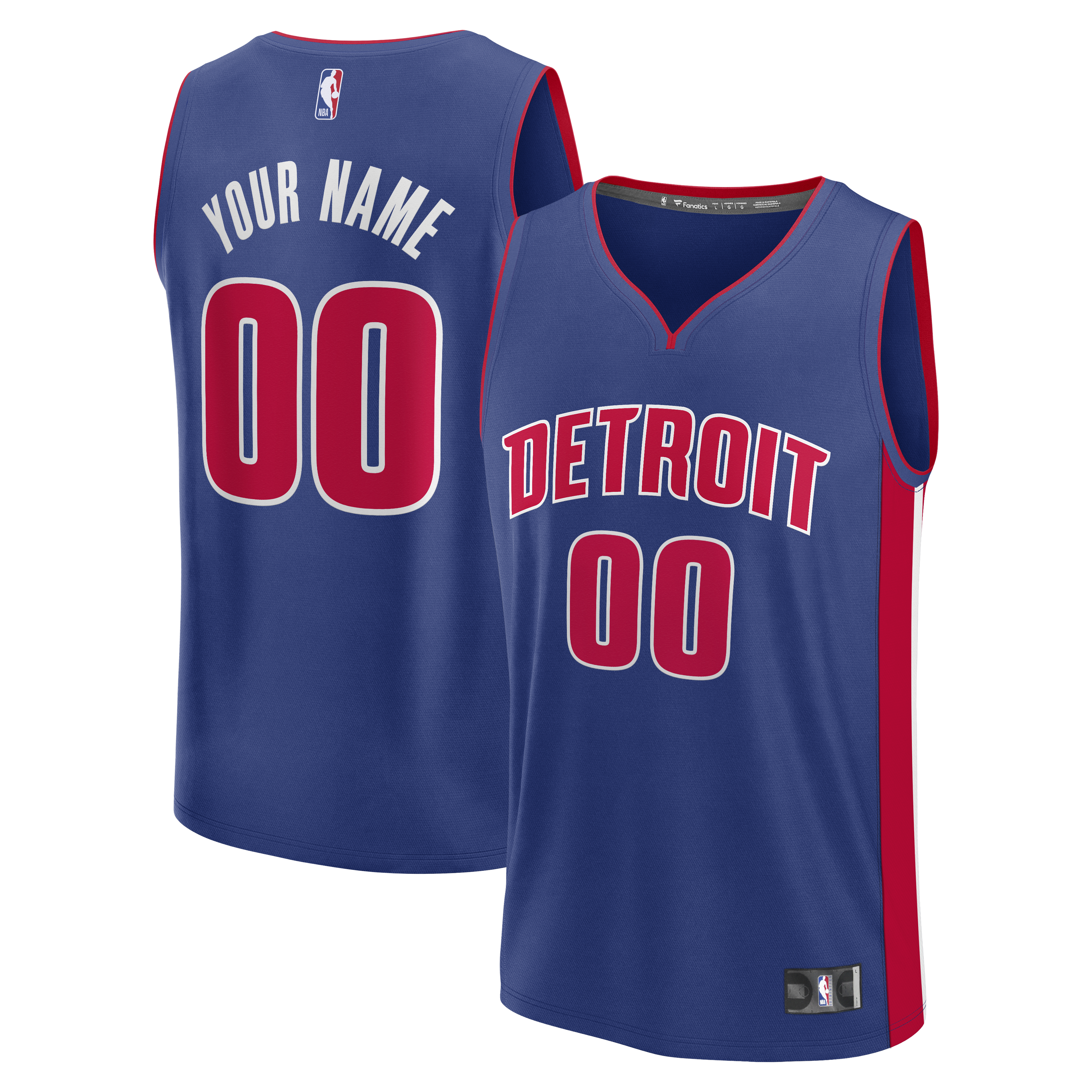  Detroit Pistons Fanatics Fast Break Custom Jersey - Icon Edition - Blue