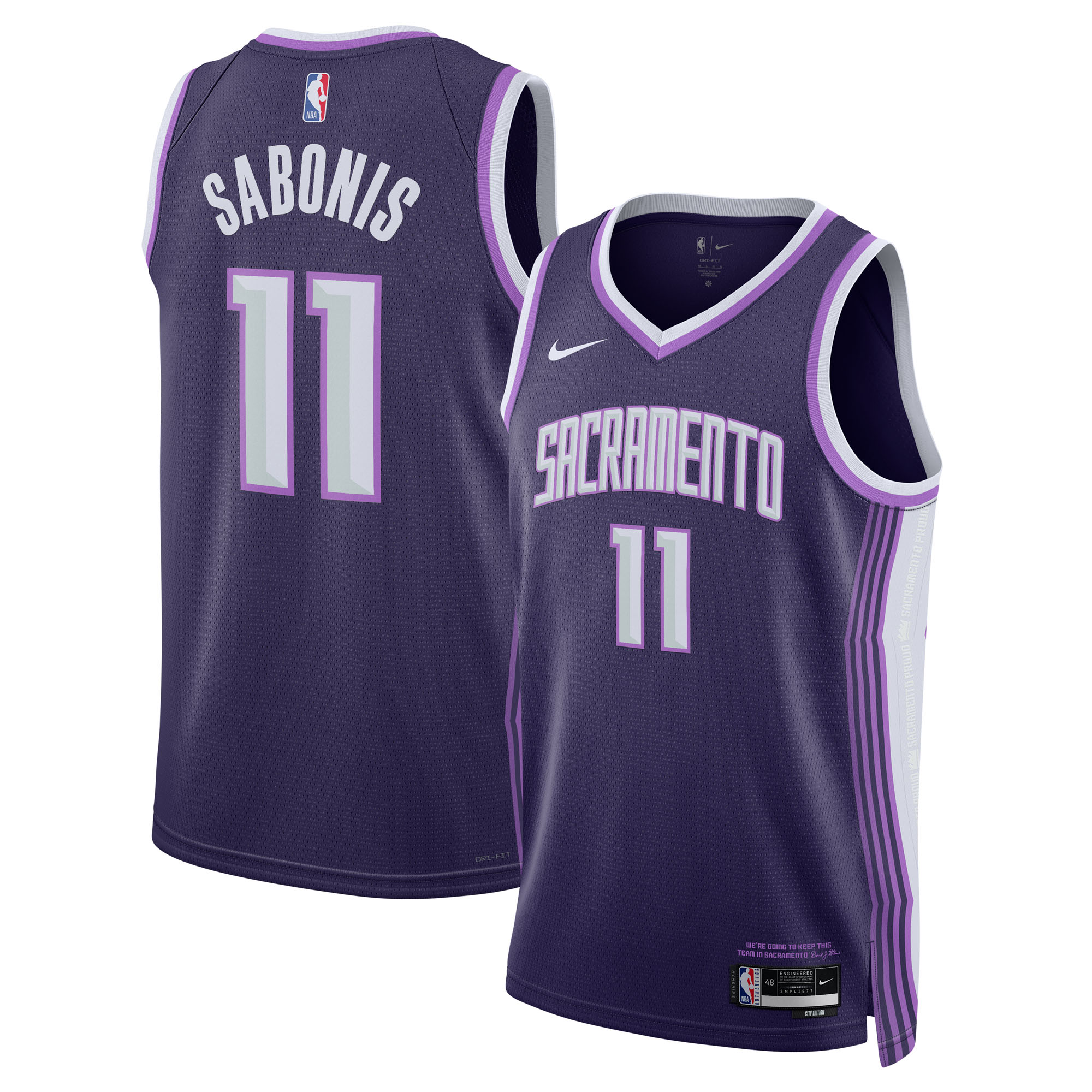 Domantas Sabonis Sacramento Kings Unisex 2025/26 Swingman Jersey - Purple - City Edition