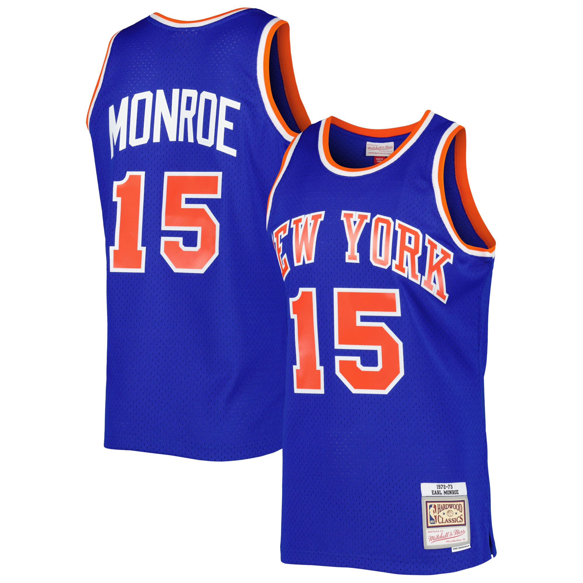 Earl Monroe New York Knicks 1972/73 Hardwood Classics Swingman Jersey - Blue