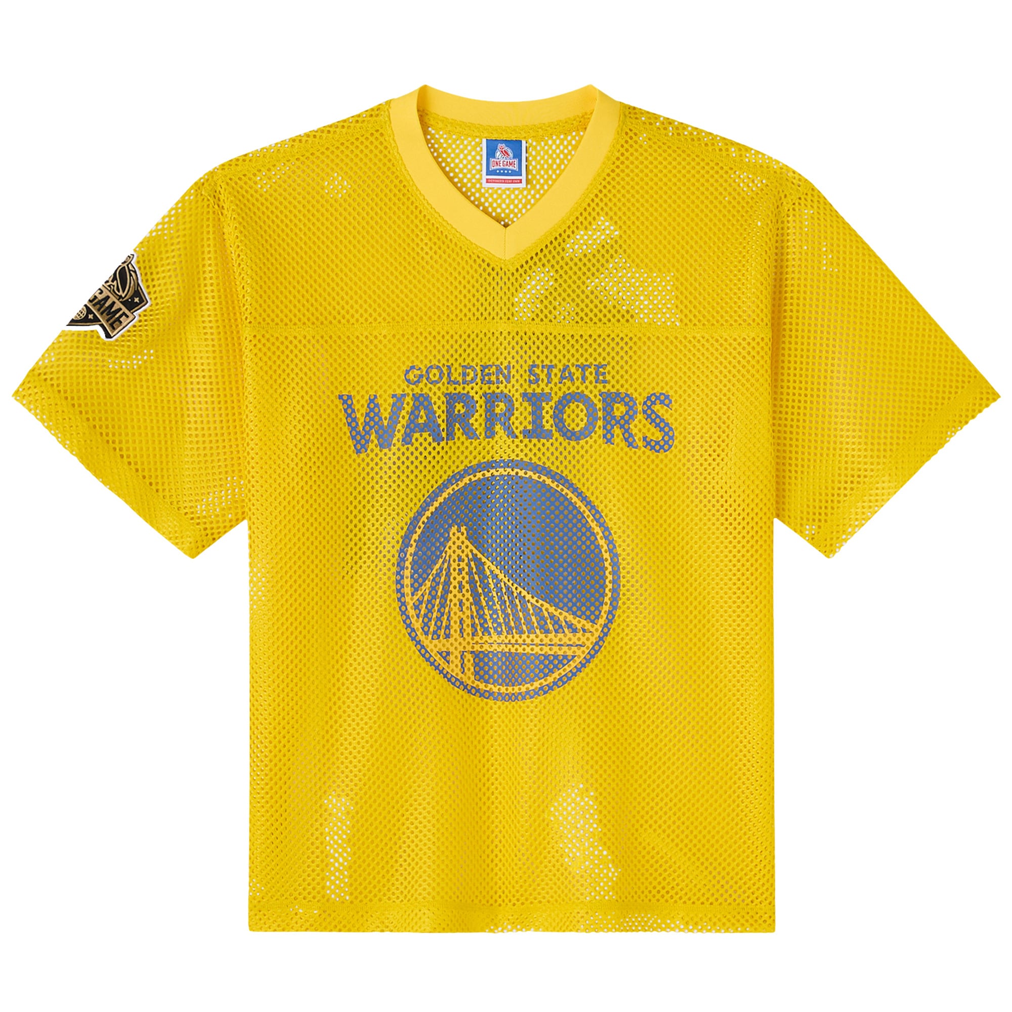  Golden State Warriors OVO x Mesh Football Fashion Jersey - Gold