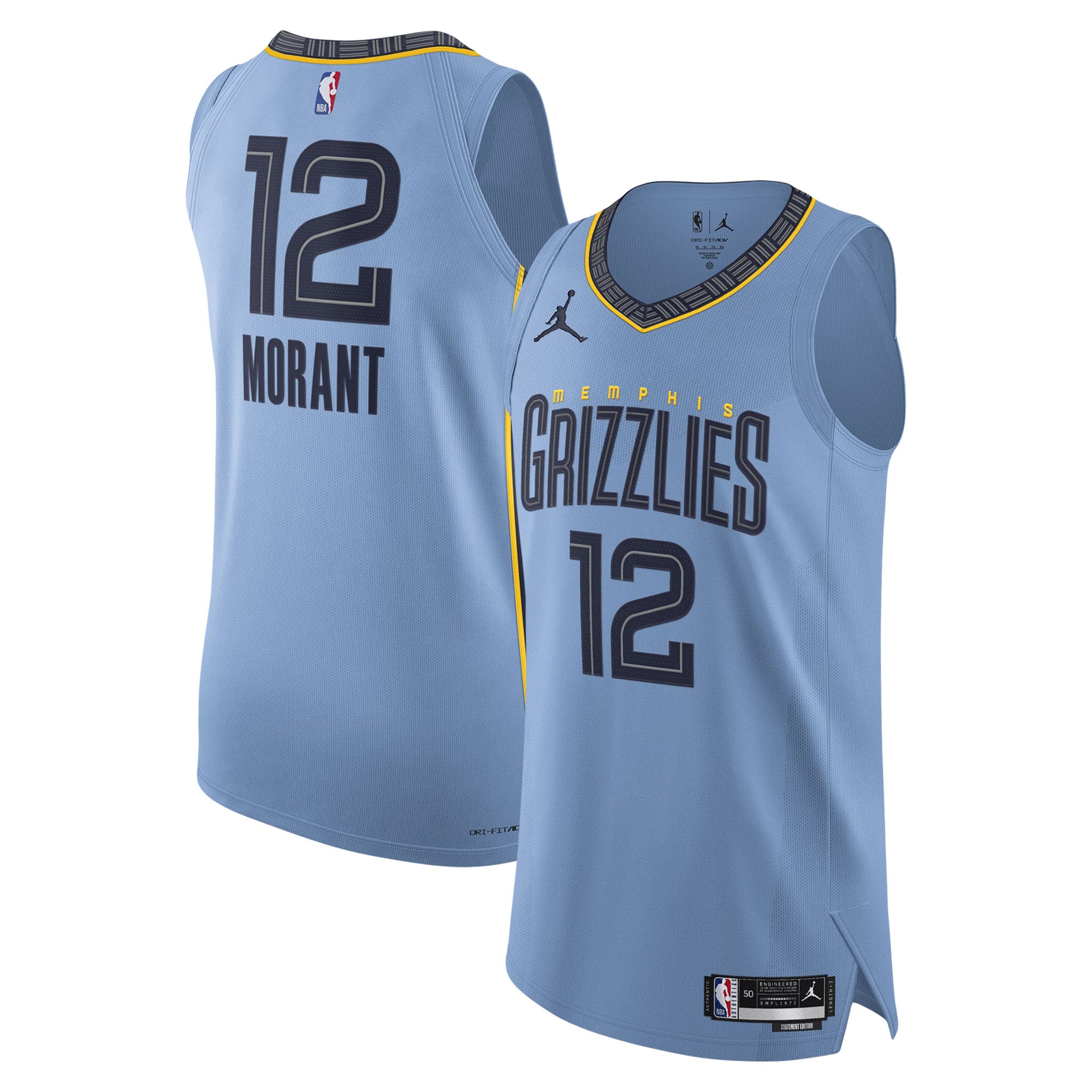 Ja Morant Memphis Grizzlies Jordan Brand Player Jersey - Statement Edition - Light Blue