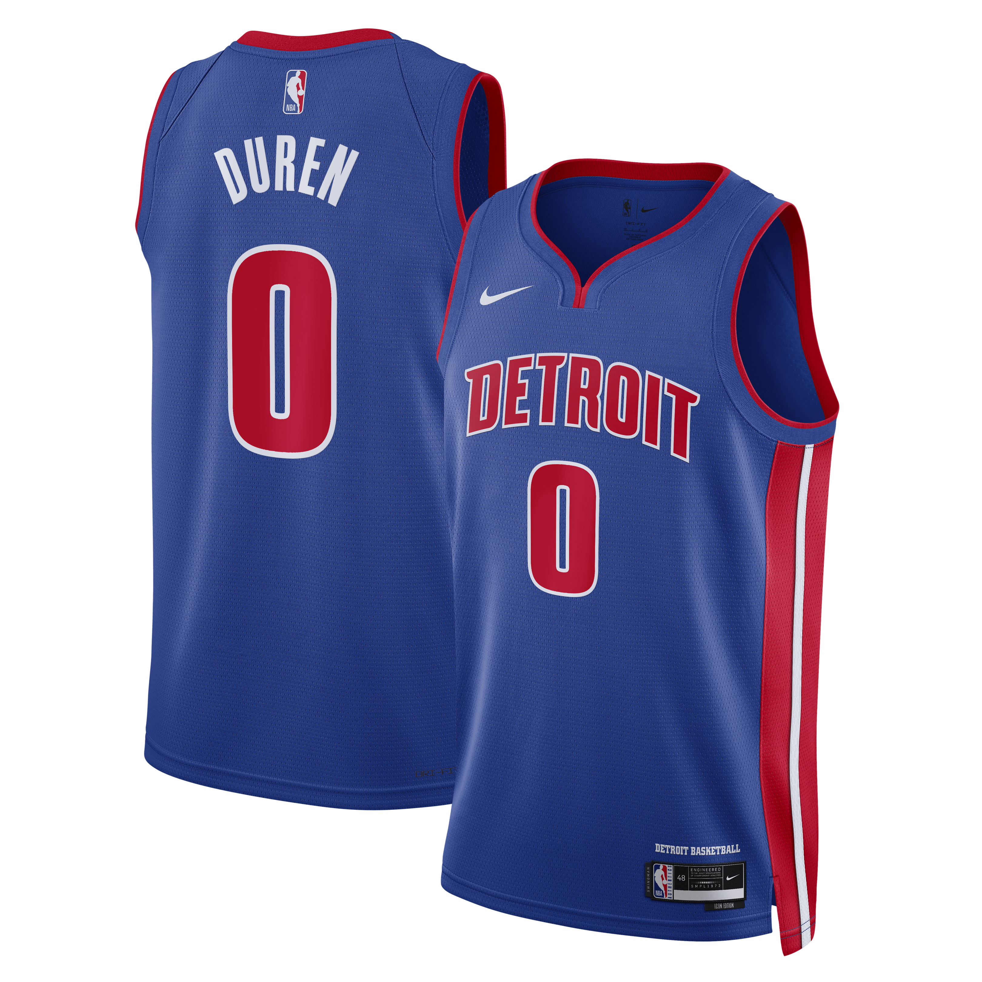 Jalen Duren Detroit Pistons Unisex Swingman Jersey - Icon Edition - Blue