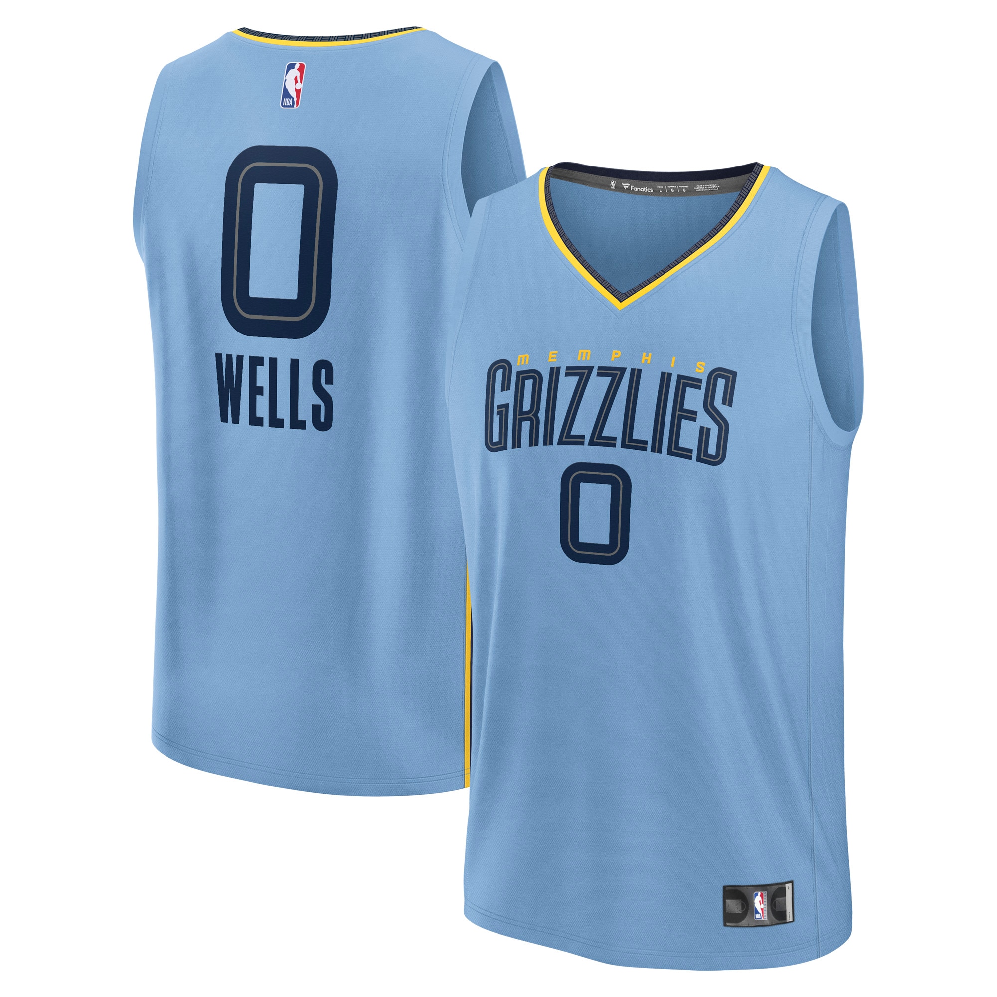 Jaylen Wells Memphis Grizzlies Fanatics Fast Break Player Jersey - Statement Edition - Light Blue