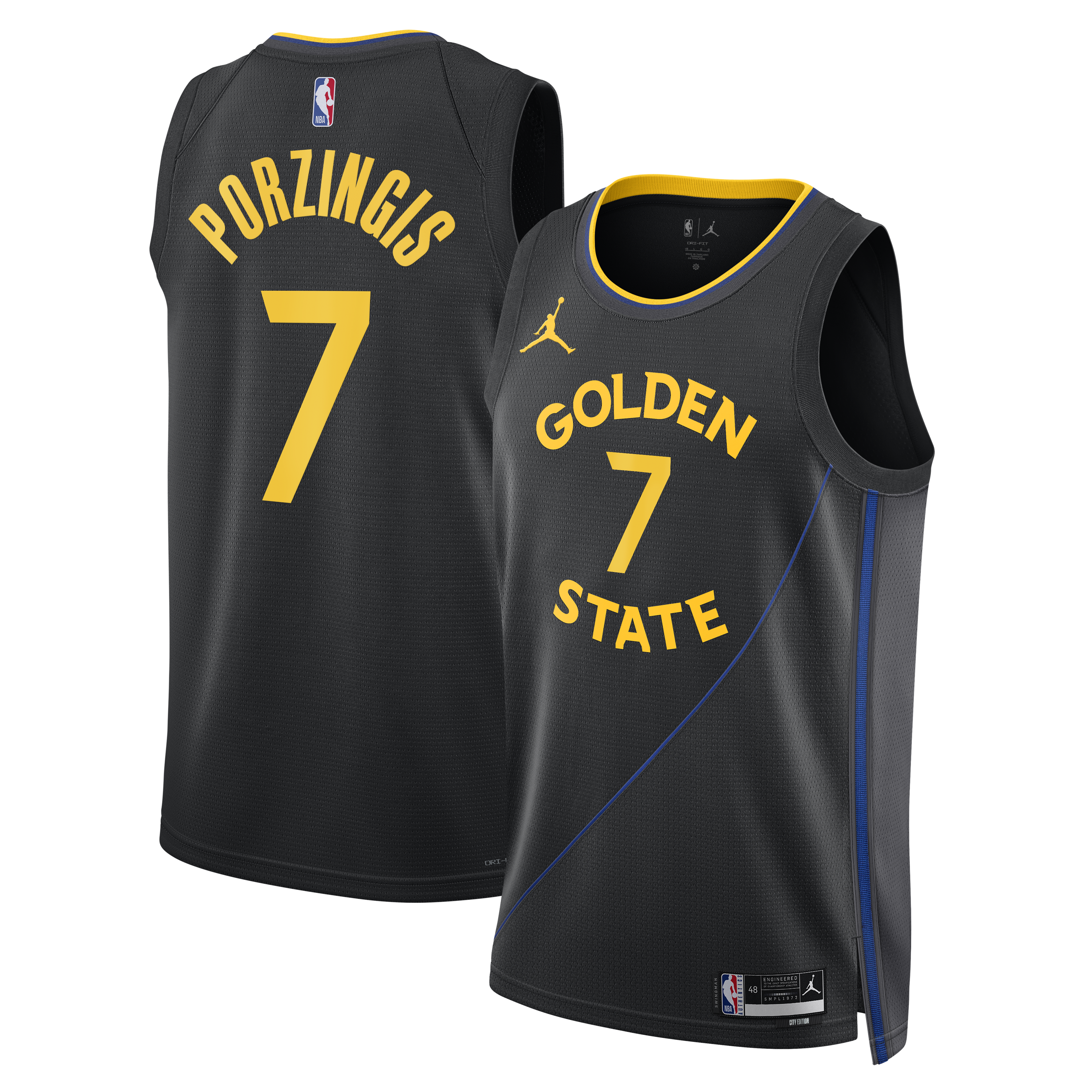 Kristaps Porziņģis Golden State Warriors Jordan Brand Unisex Swingman Jersey - Statement Edition - Black