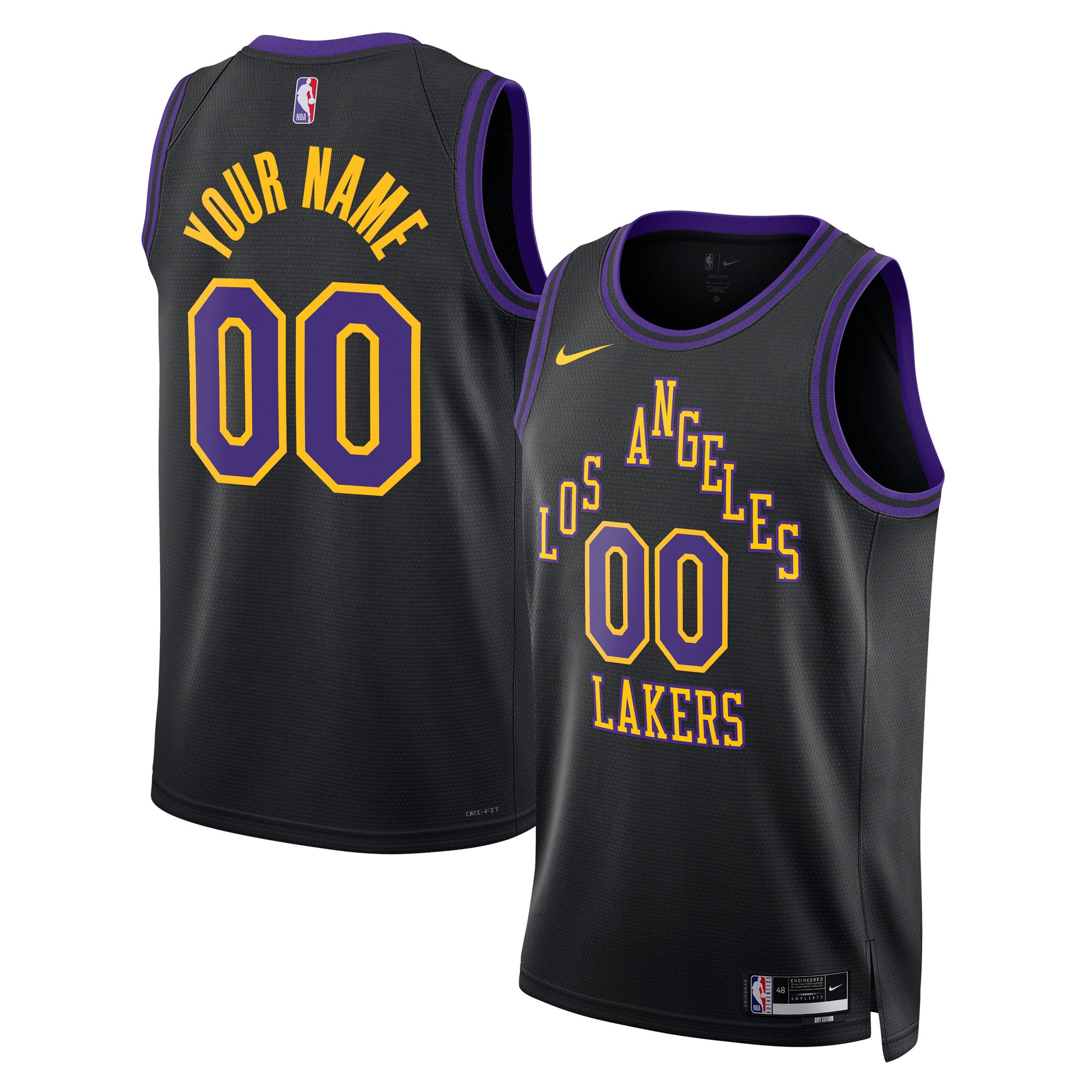 Los Angeles Lakers Unisex 2025/26 City Edition Swingman Custom Jersey - Black