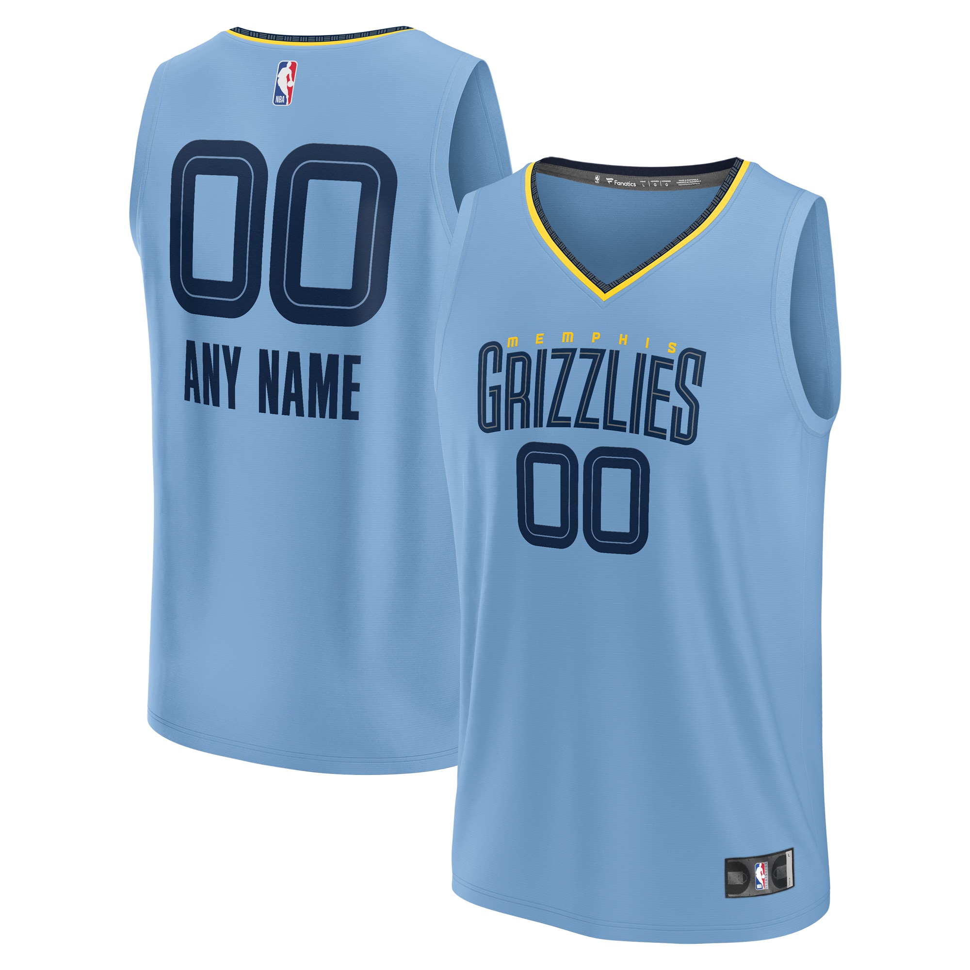 Memphis Grizzlies Fanatics Custom Fast Break Jersey - Statement Edition - Light Blue