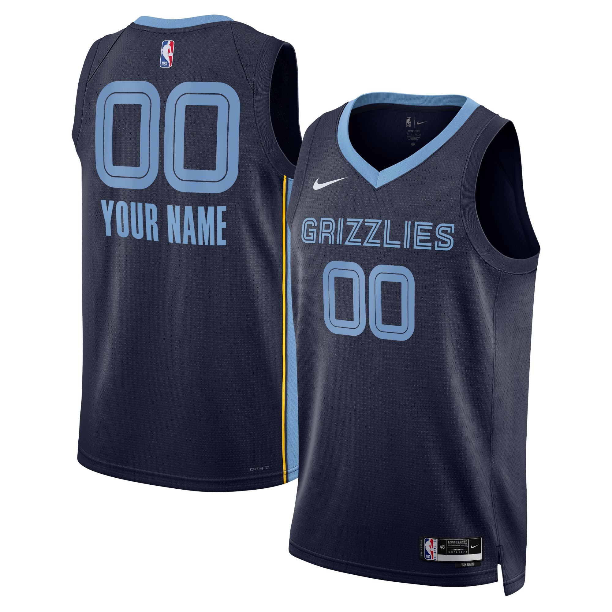 Memphis Grizzlies Unisex Swingman Custom Jersey - Navy - Icon Edition