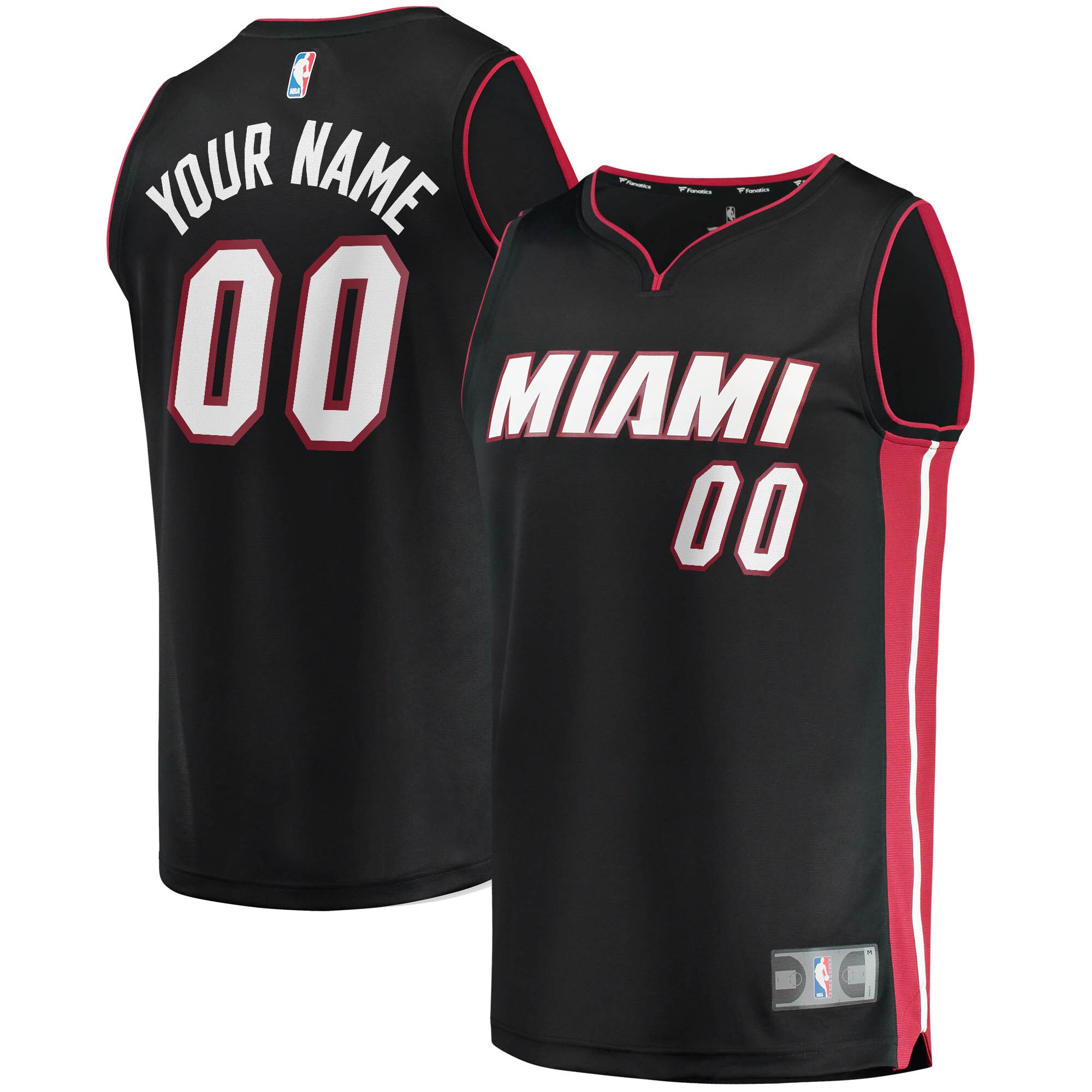 Miami Heat Fanatics Fast Break Custom Jersey Black - Icon Edition