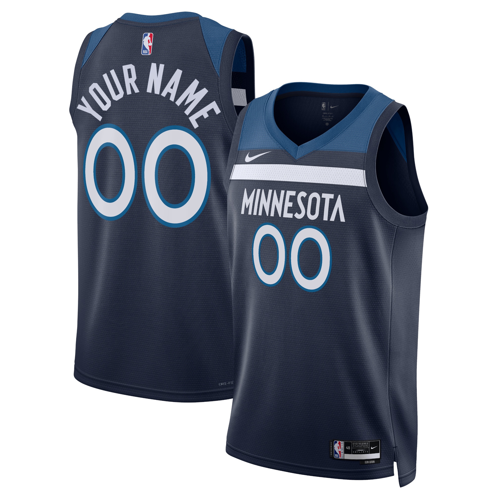 Minnesota Timberwolves Unisex Swingman Custom Jersey Navy - Icon Edition