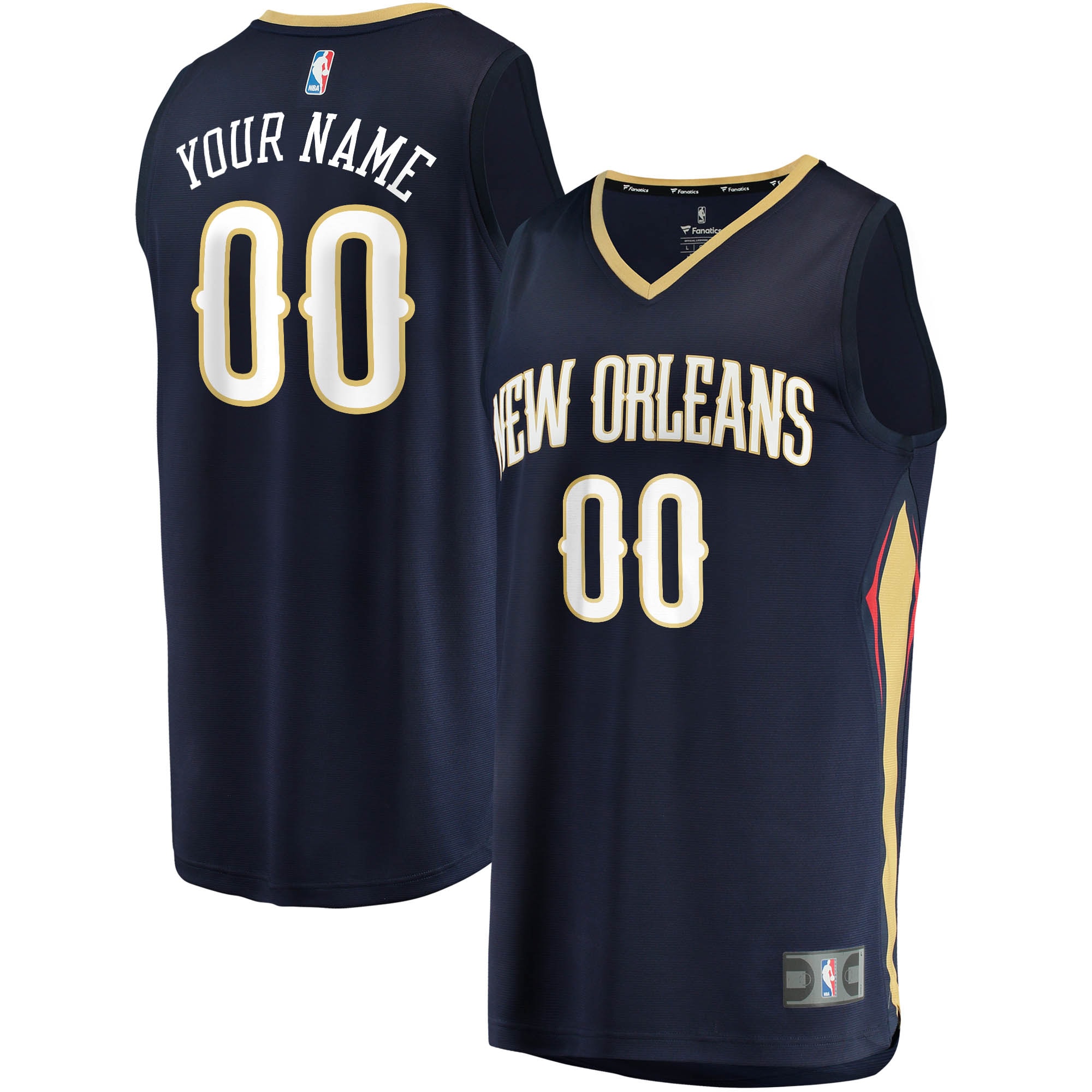 New Orleans Pelicans Fanatics Fast Break Custom Jersey Navy - Icon Edition