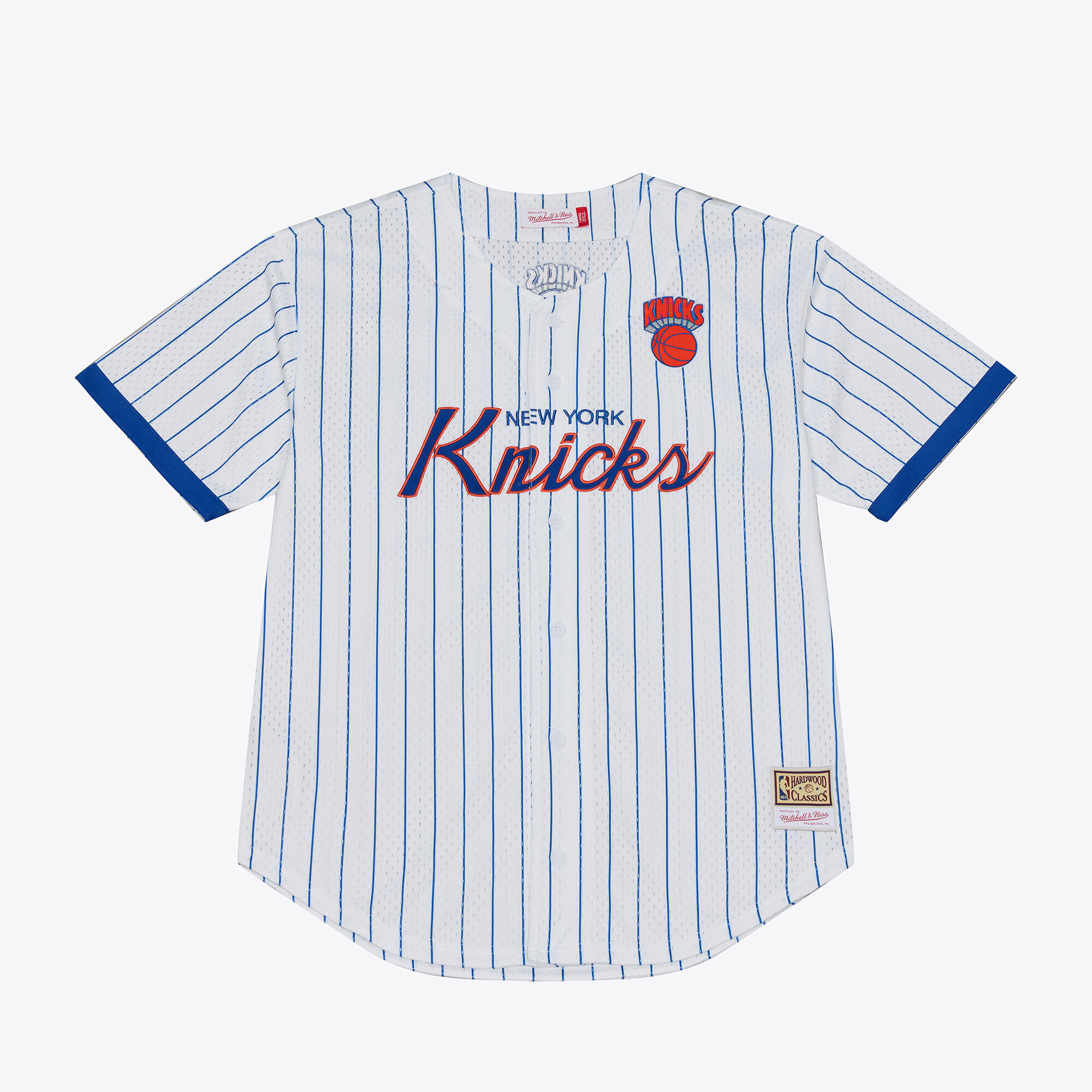 New York Knicks Head Coach Pinstripe Mesh Full-Button Baseball Jersey - White