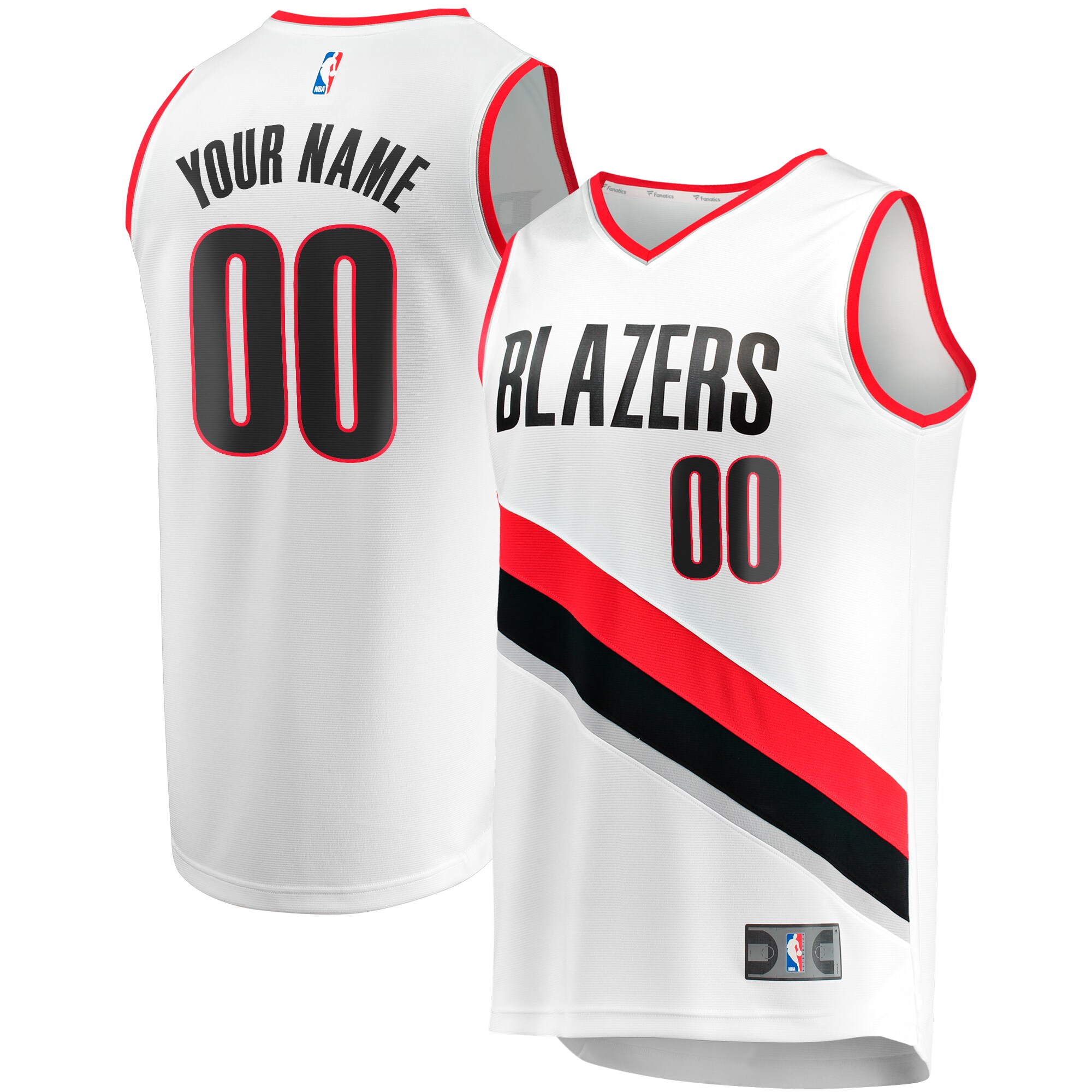 Portland Trail Blazers Fanatics Fast Break Custom Jersey - Association Edition - White