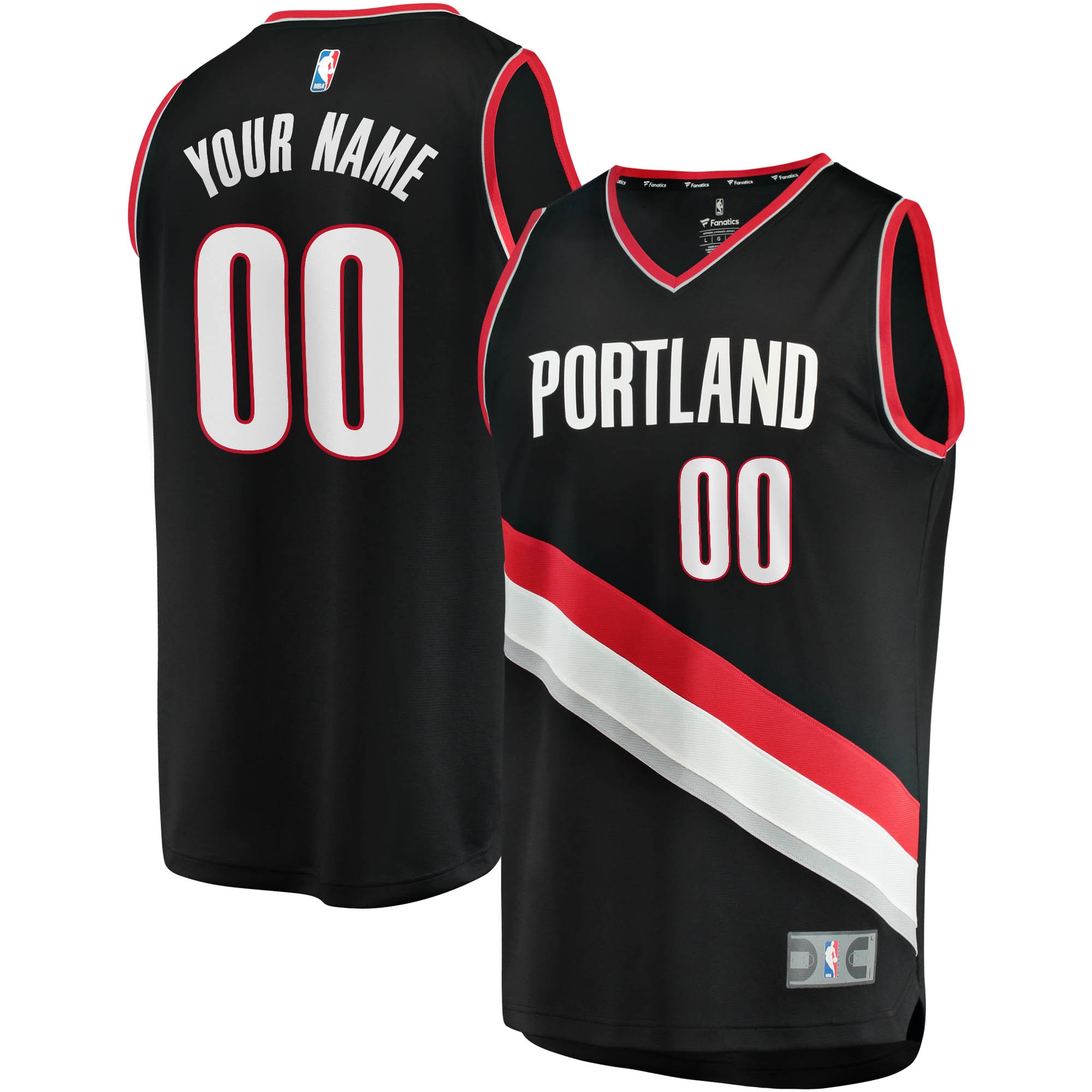 Portland Trail Blazers Fanatics Fast Break Custom Jersey Black - Icon Edition