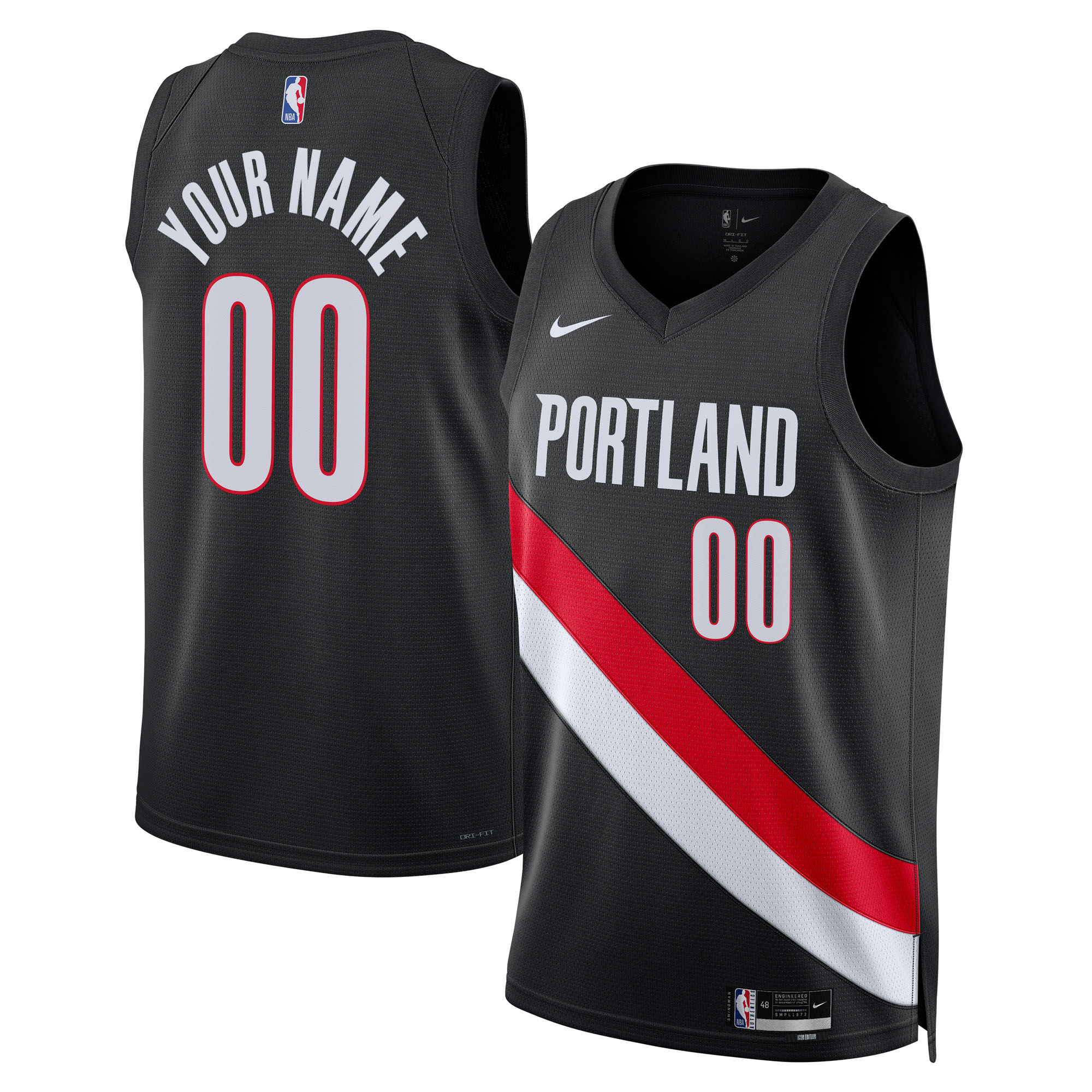 Portland Trail Blazers Unisex Swingman Custom Jersey - Icon Edition - Black