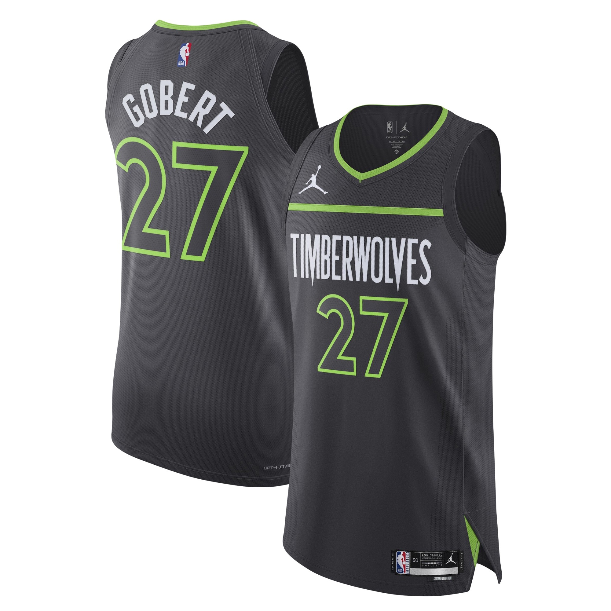 Rudy Gobert Minnesota Timberwolves Jordan Brand Jersey - Statement Edition - Anthracite