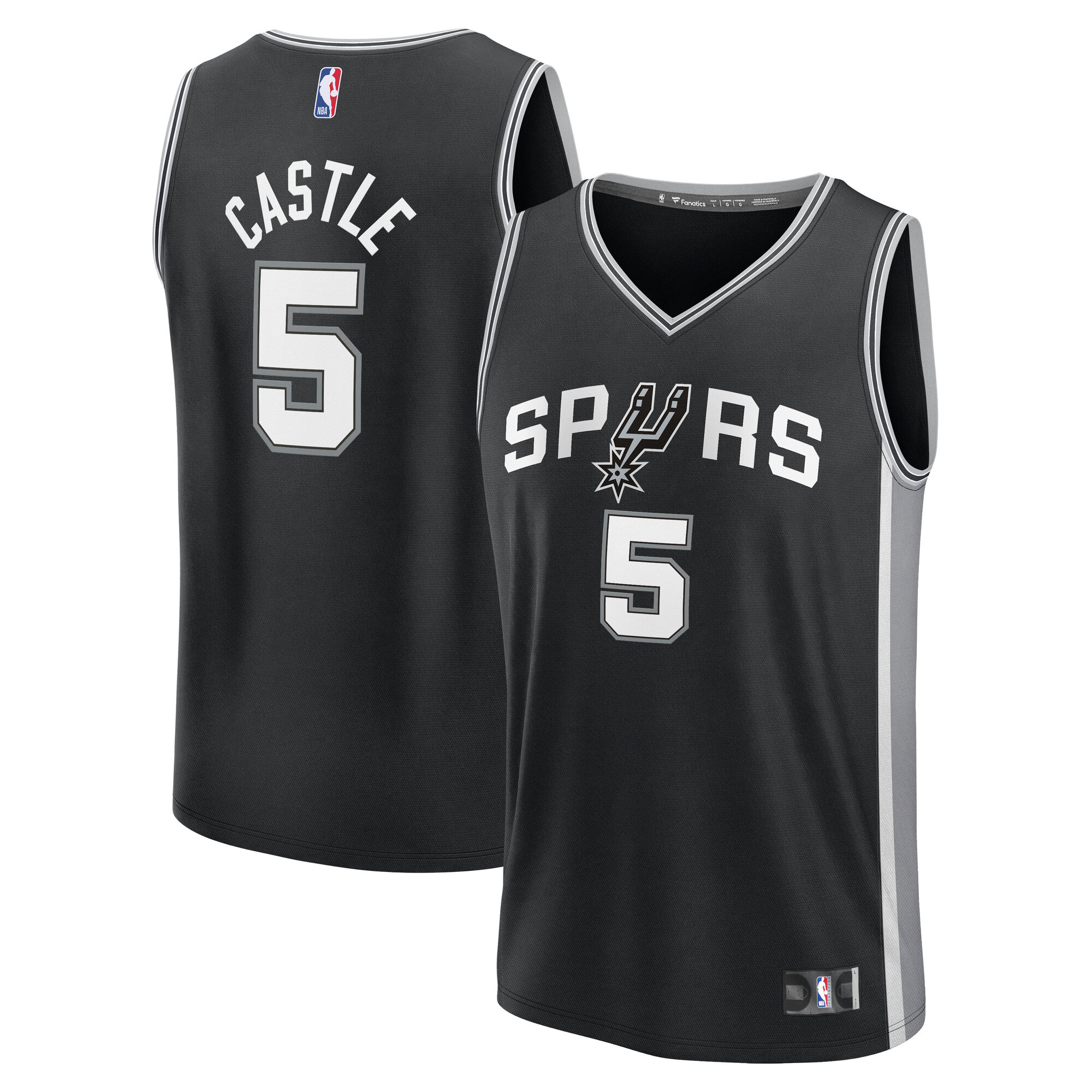 Stephon Castle San Antonio Spurs Fanatics Fast Break Jersey - Black - Icon Edition