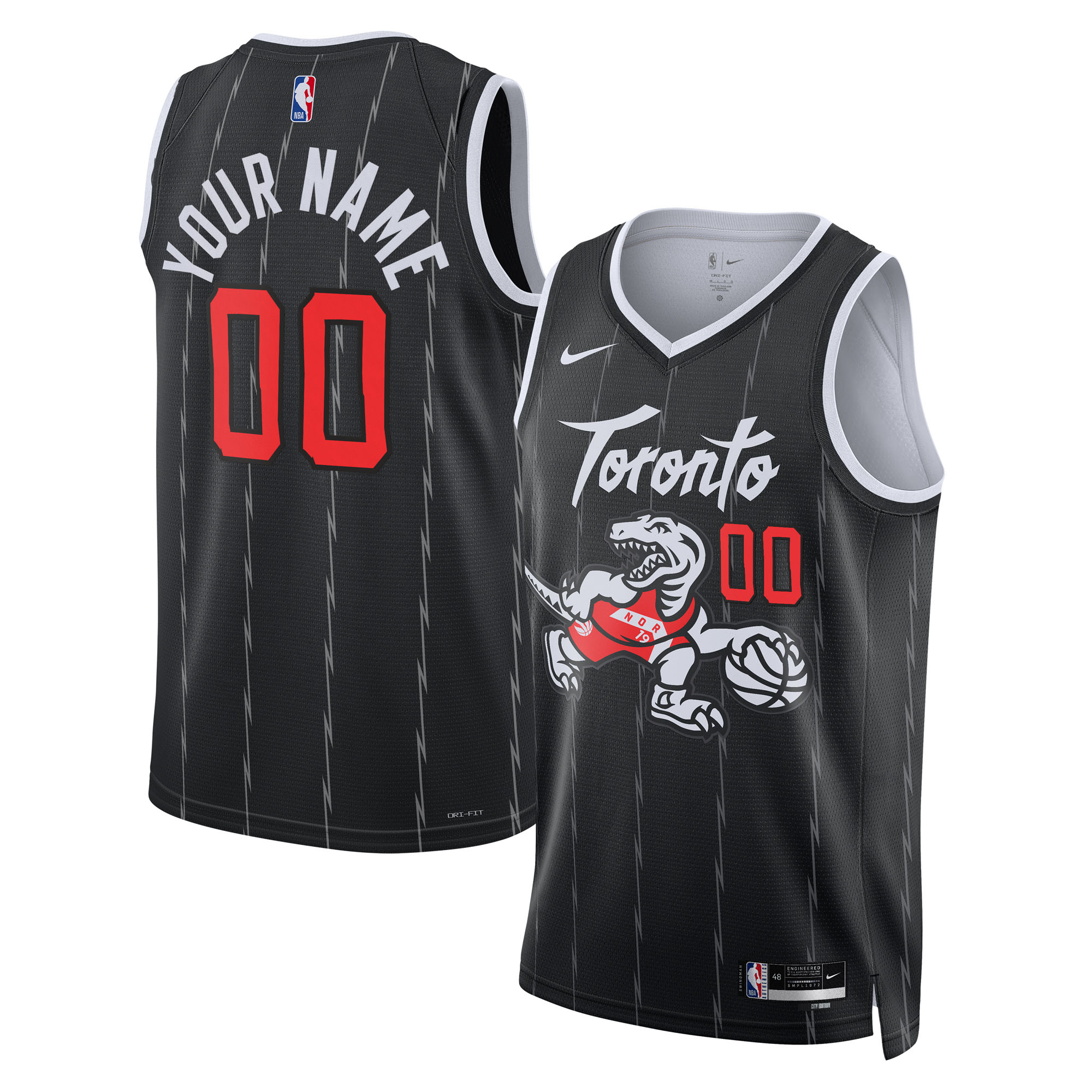 Toronto Raptors Unisex 2025/26 City Edition Swingman Custom Jersey - Black