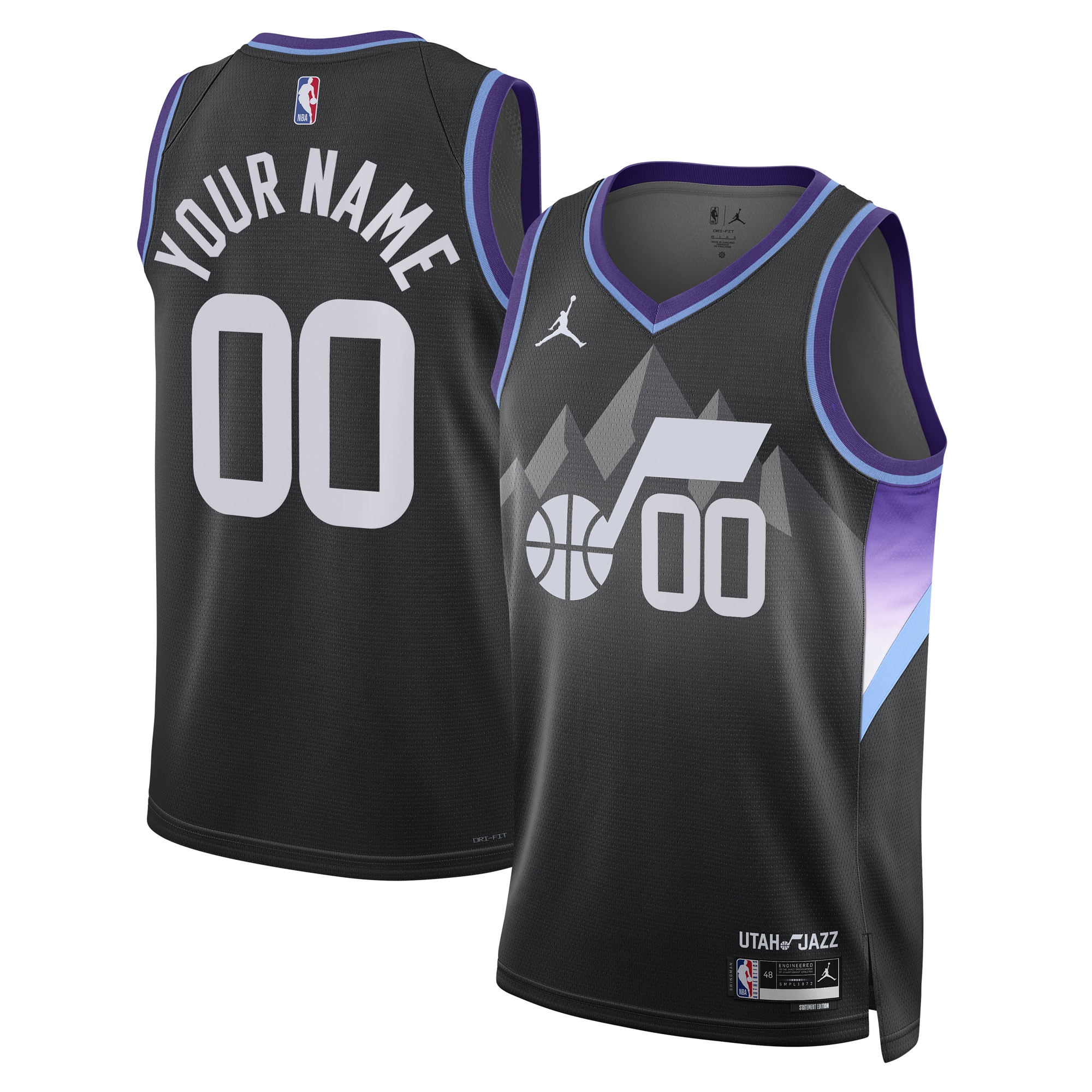  Utah Jazz Jordan Brand Unisex 2024/25 Custom Swingman Jersey - Statement Edition - Black