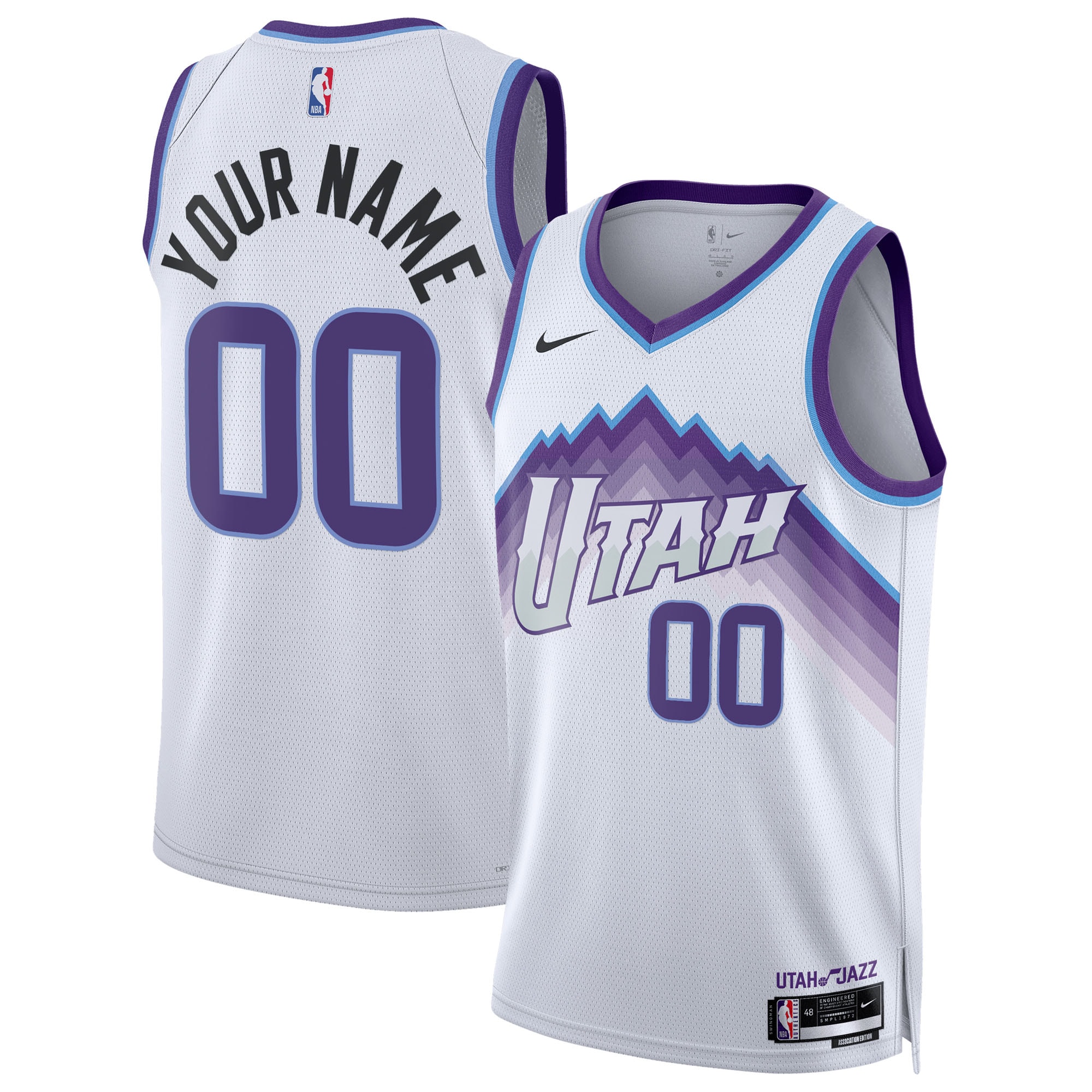 Utah Jazz Unisex Swingman Custom Jersey - Association Edition - White