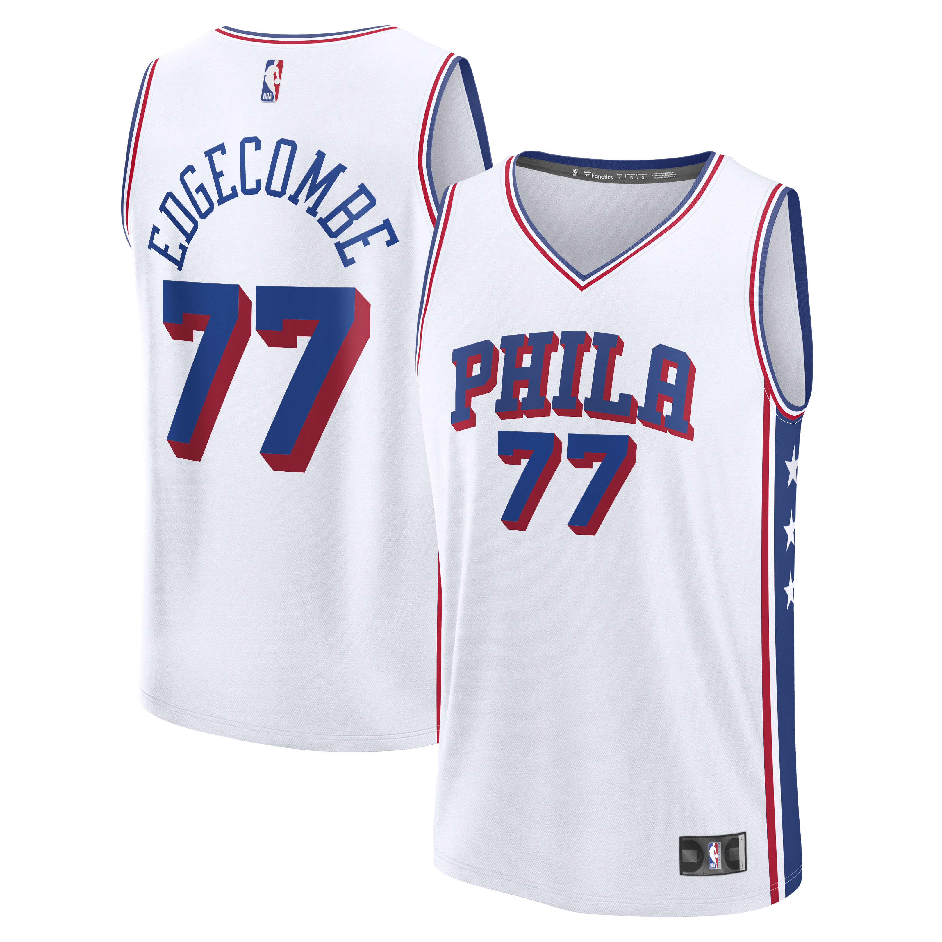 VJ Edgecombe Philadelphia 76ers Fanatics Fast Break Jersey - White - Association Edition