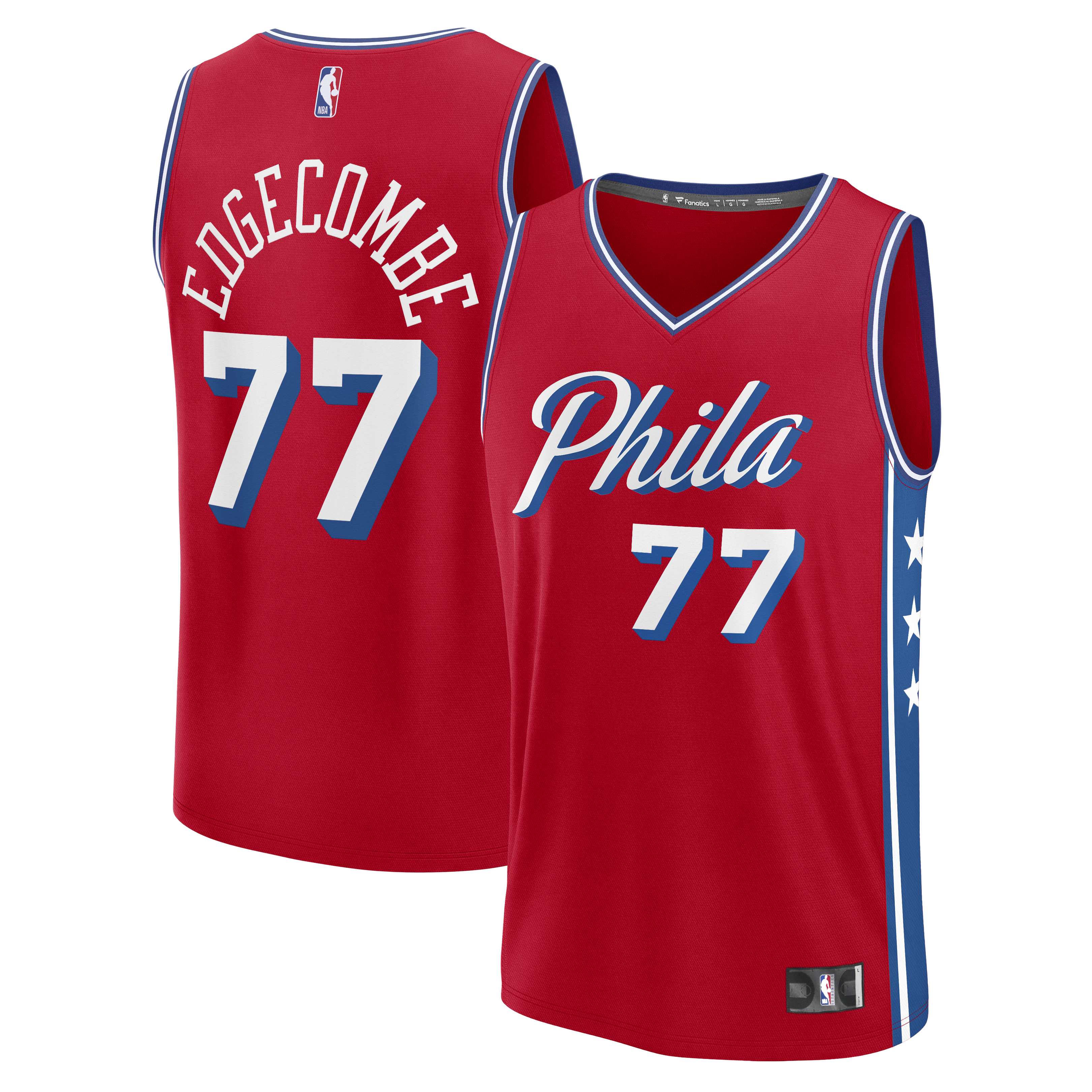 VJ Edgecombe Philadelphia 76ers Fanatics Fast Break Player Jersey - Statement Edition - Red