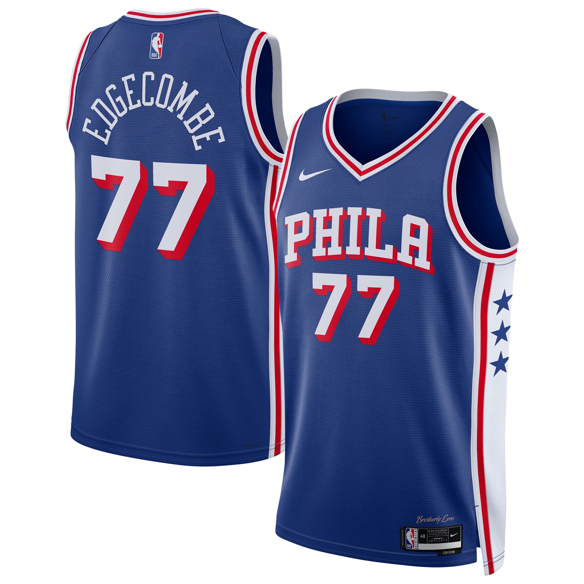 VJ Edgecombe Philadelphia 76ers Unisex Swingman Jersey - Icon Edition - Royal