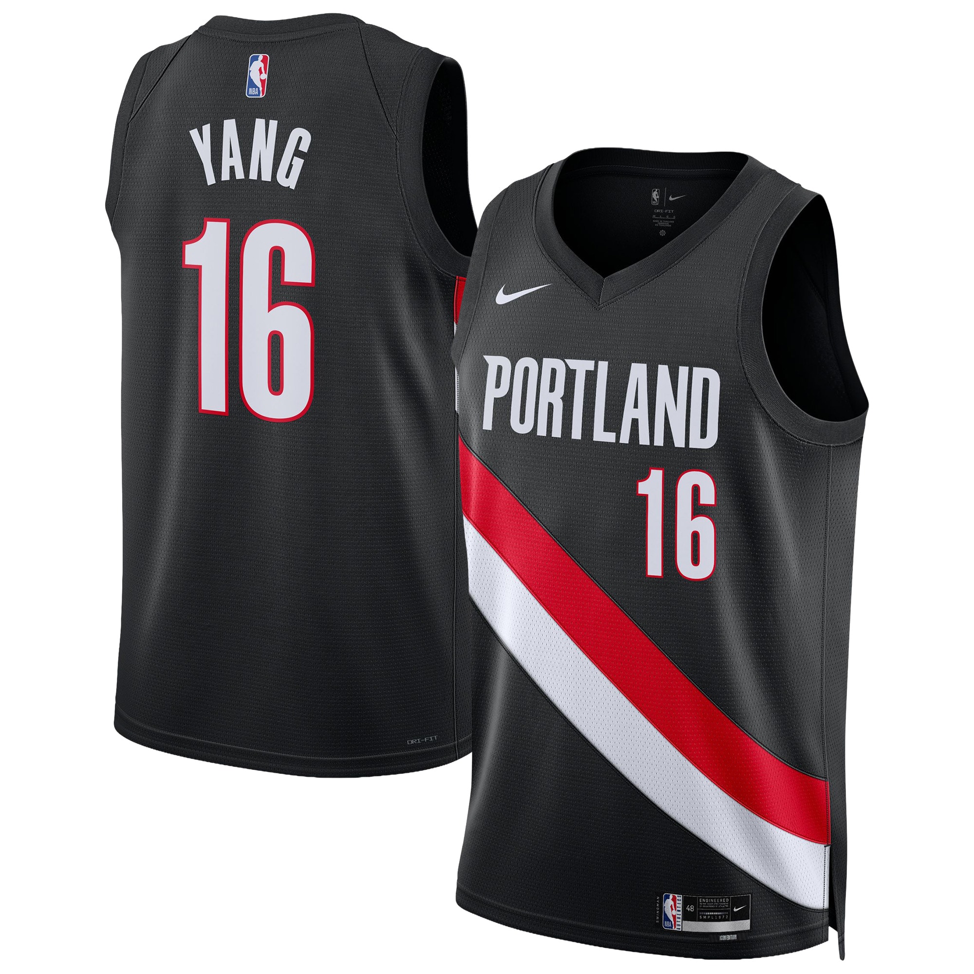 Yang Hansen Portland Trail Blazers Unisex Swingman Jersey - Icon Edition - Black