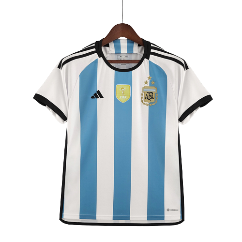 Argentina 2022 Home Jersey "Three Stars" + World Cup Champion Badge