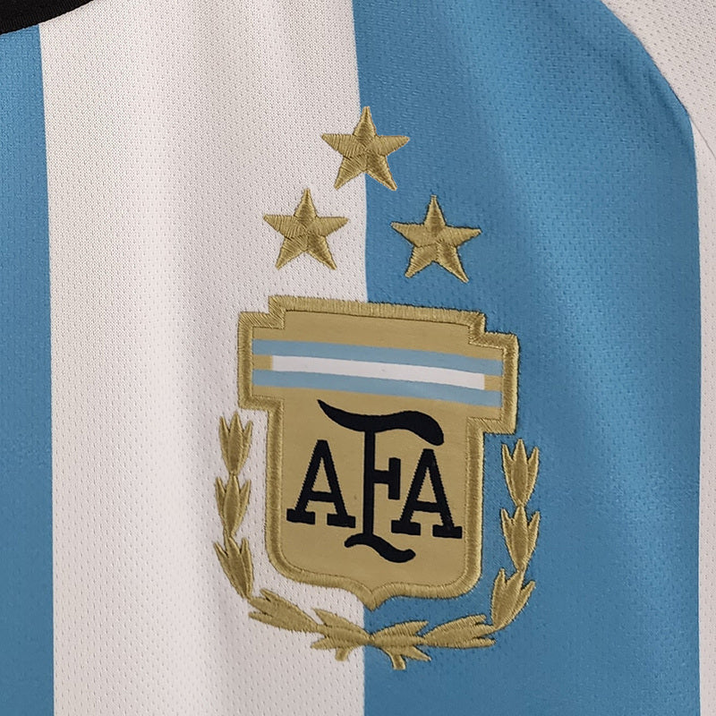 Argentina 2022 Home Jersey "Three Stars" + World Cup Champion Badge