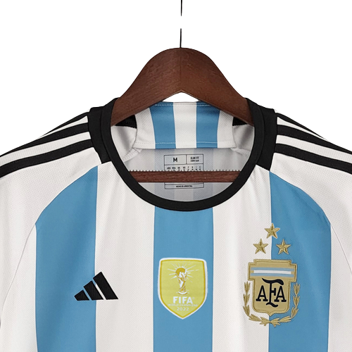 Argentina 2022 Home Jersey "Three Stars" + World Cup Champion Badge
