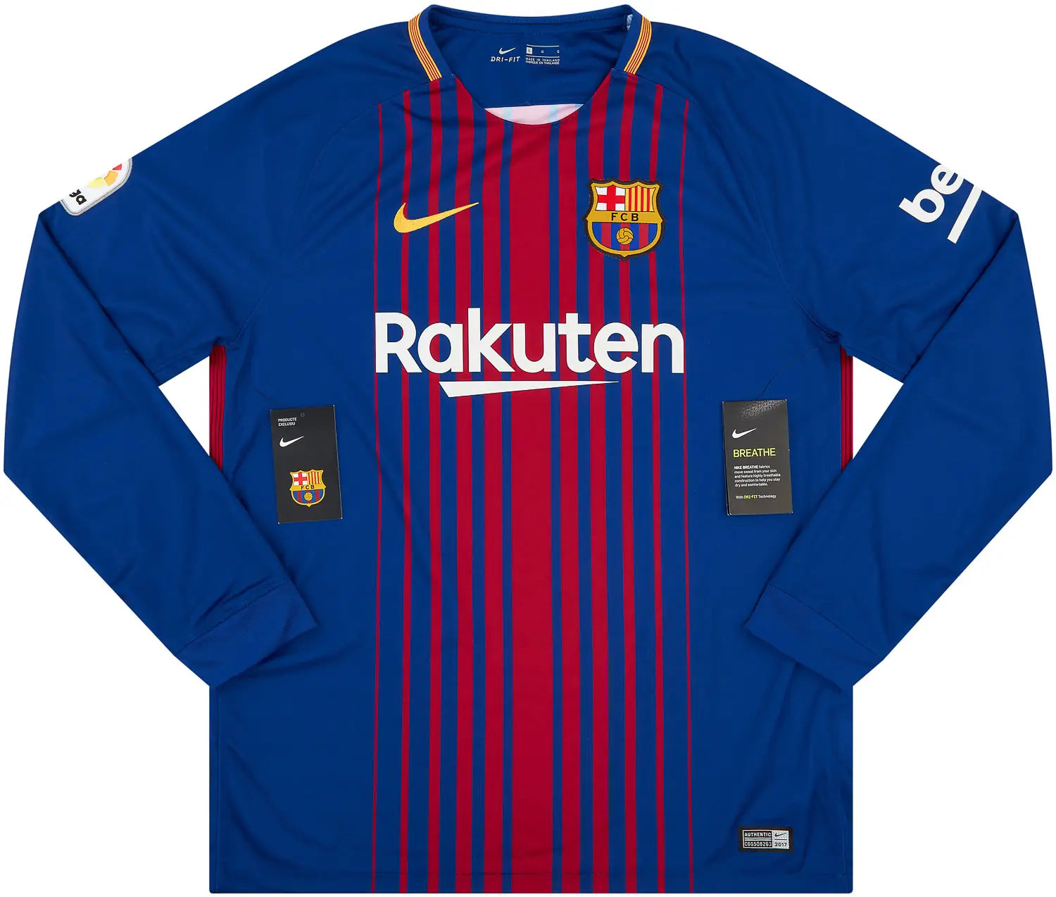 FC Barcelona 2017/18 Home Long Sleeve Jersey w/ La Liga badge